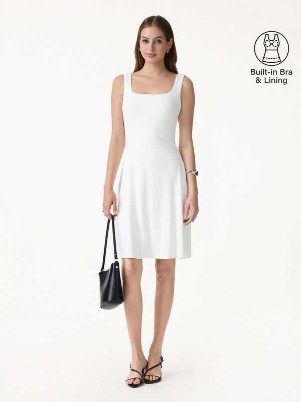 SkinKiss Cooling Square Neck Mini Bra Dress Pure White XS