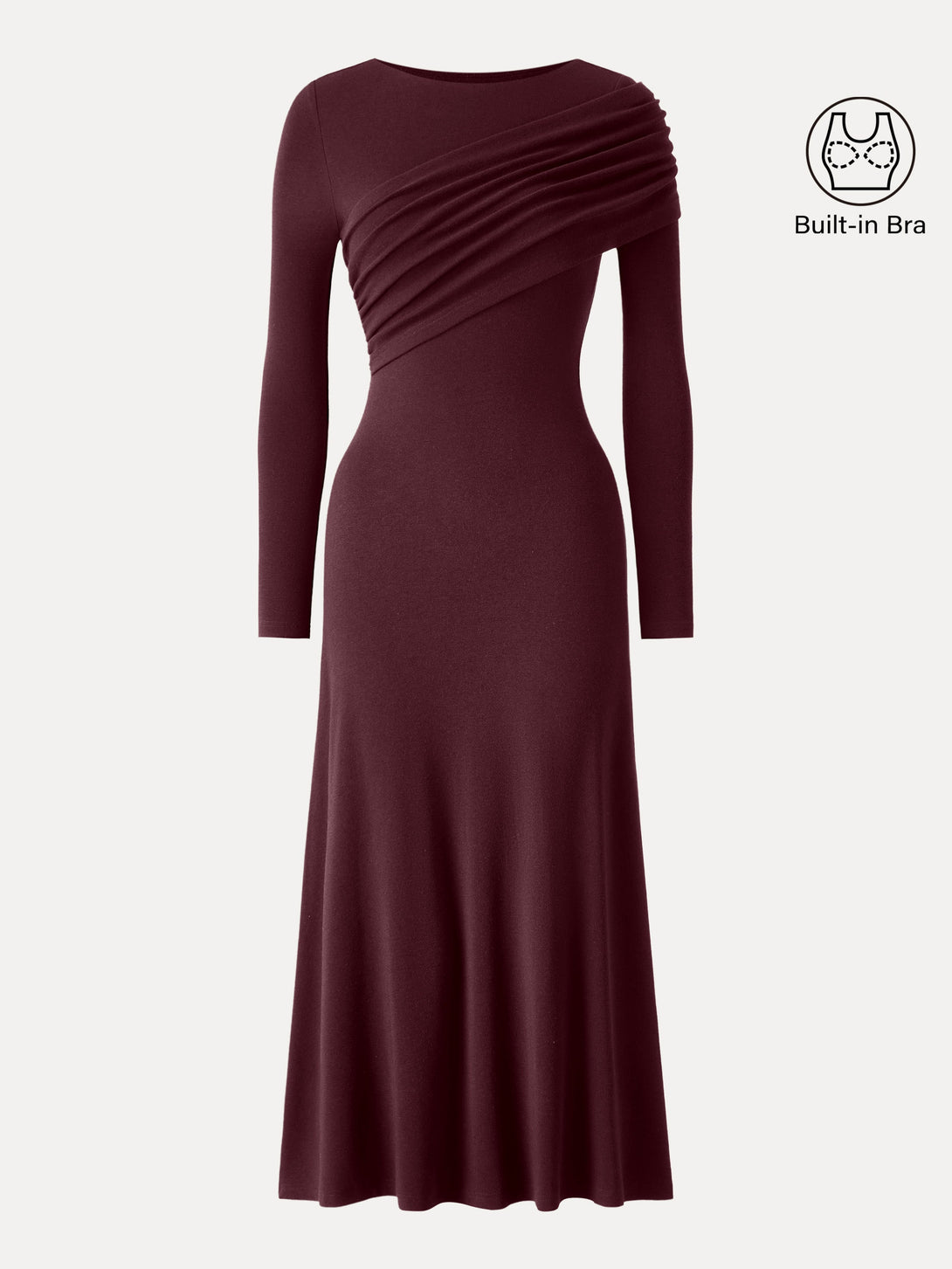 Chic Boatneck Ruched Midi Brami Dress