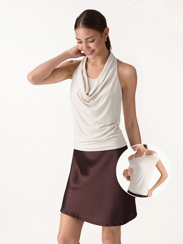 OGLmove Matte Multi-Wear Cowl Neck Bra Top Fog XS