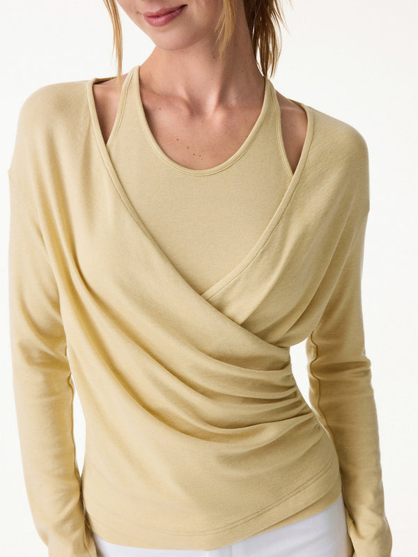 Summer Two-Piece Set Cami with Surplice Ruched Top