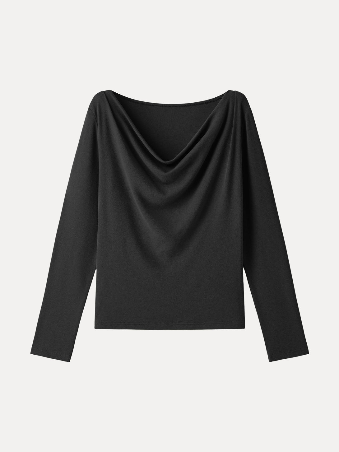 Effortless Cowl Neck Long Sleeve Top Black XS