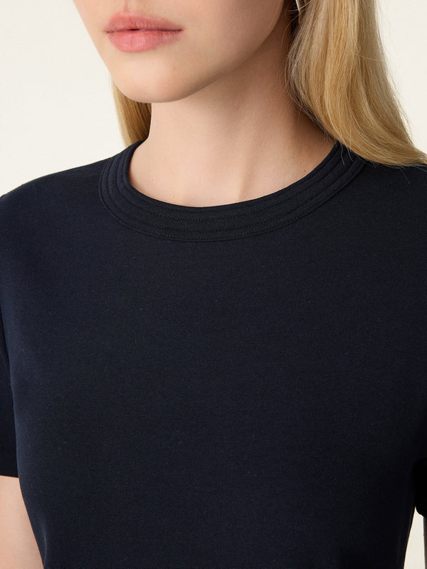 Cotton Lyocell Crew Neck Short Sleeve Top