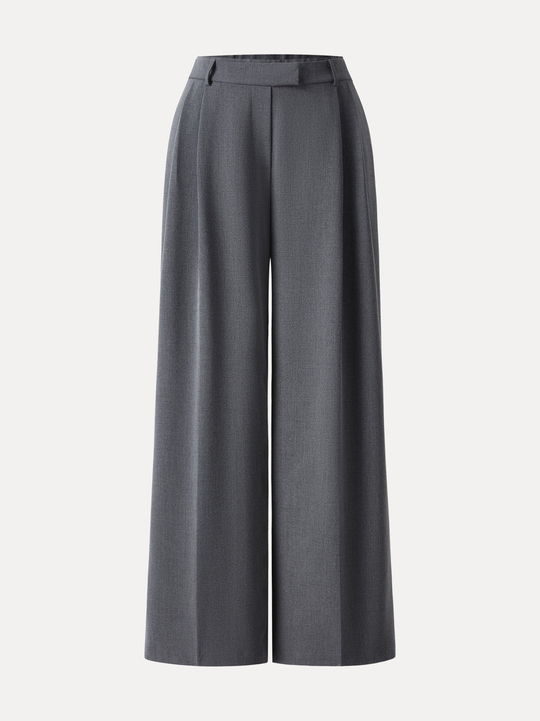 Double-Pleated Mid Rise Wide Leg Trousers