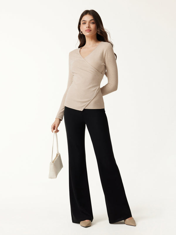 OGLmove Eco-Mousse® Surplice Long Sleeve Asymmetrical Hem Top