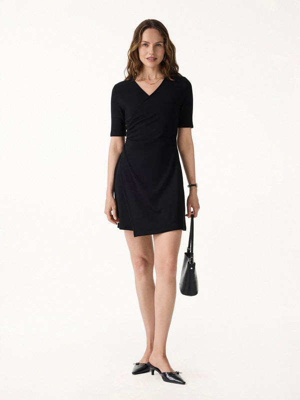 OGLmove Surplice Ruched Fit-and-Flare Mini Dress