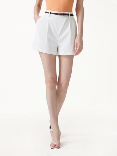 OGLmove Not-See-Thru Linen-Like A-Line Shorts White XS