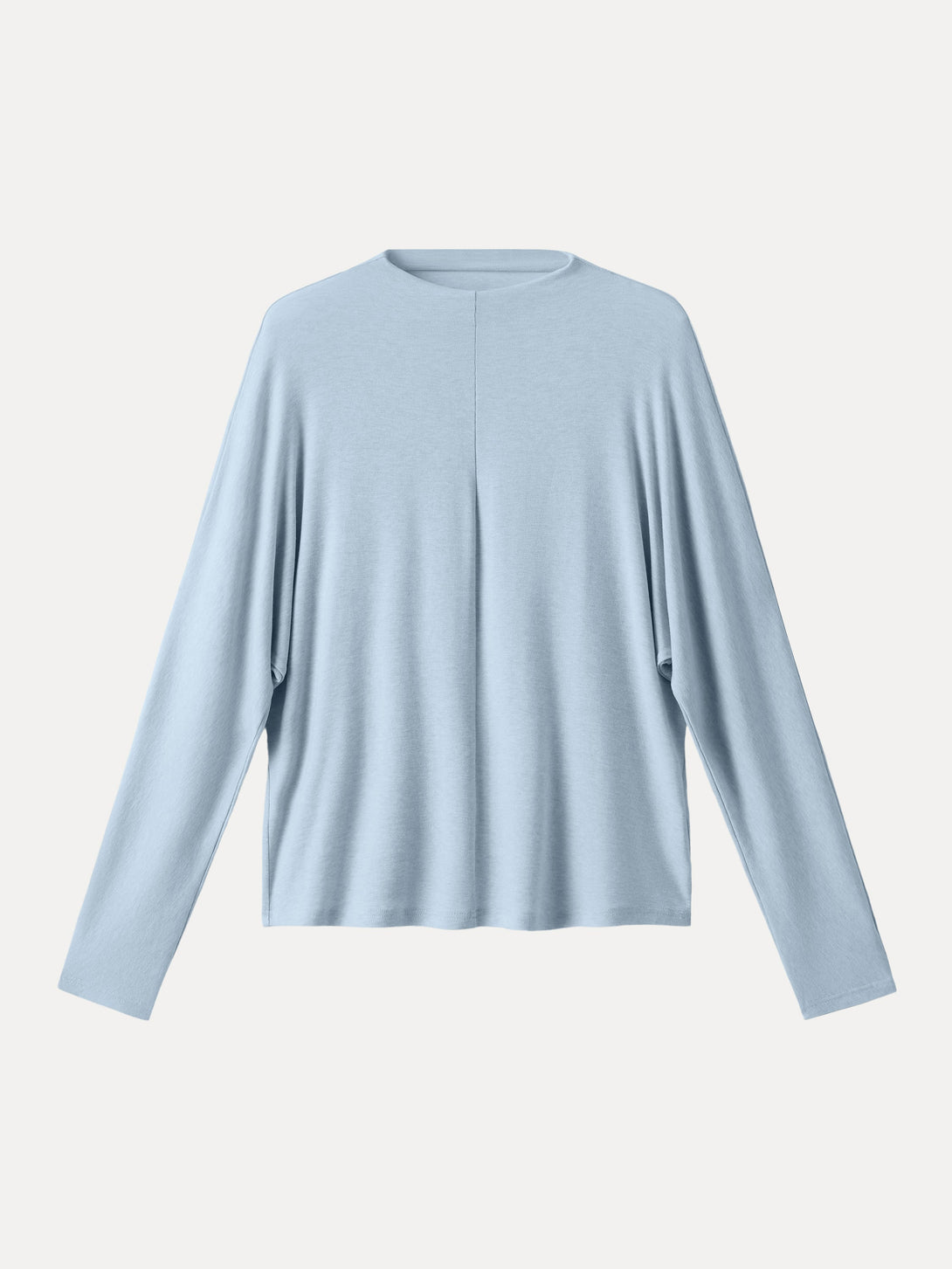 Lyocell Cashmere Relaxed Mockneck Batwing Sleeve Top Heather Baby Blue XS
