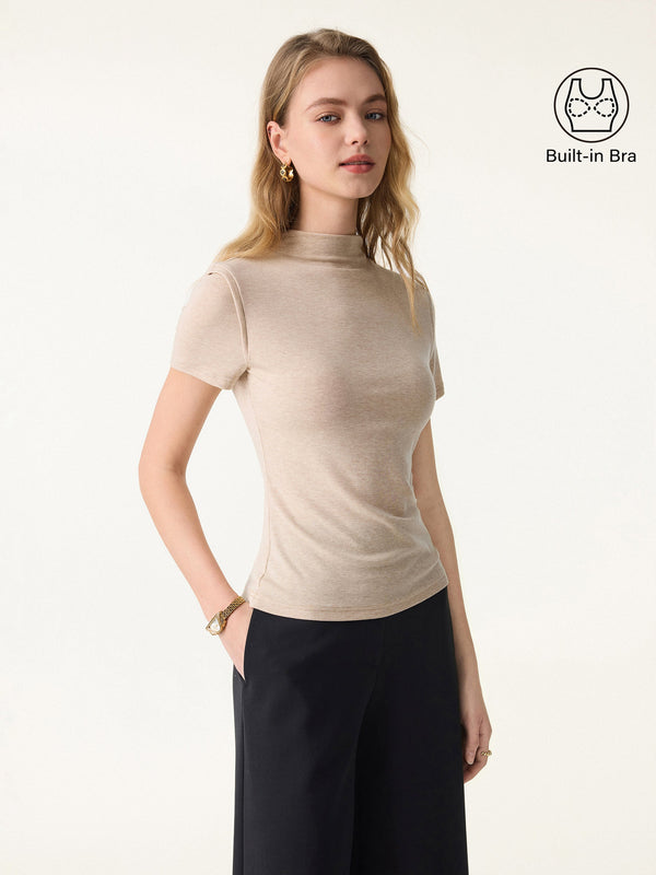 Lyocell Wool Mockneck Short Sleeve Brami