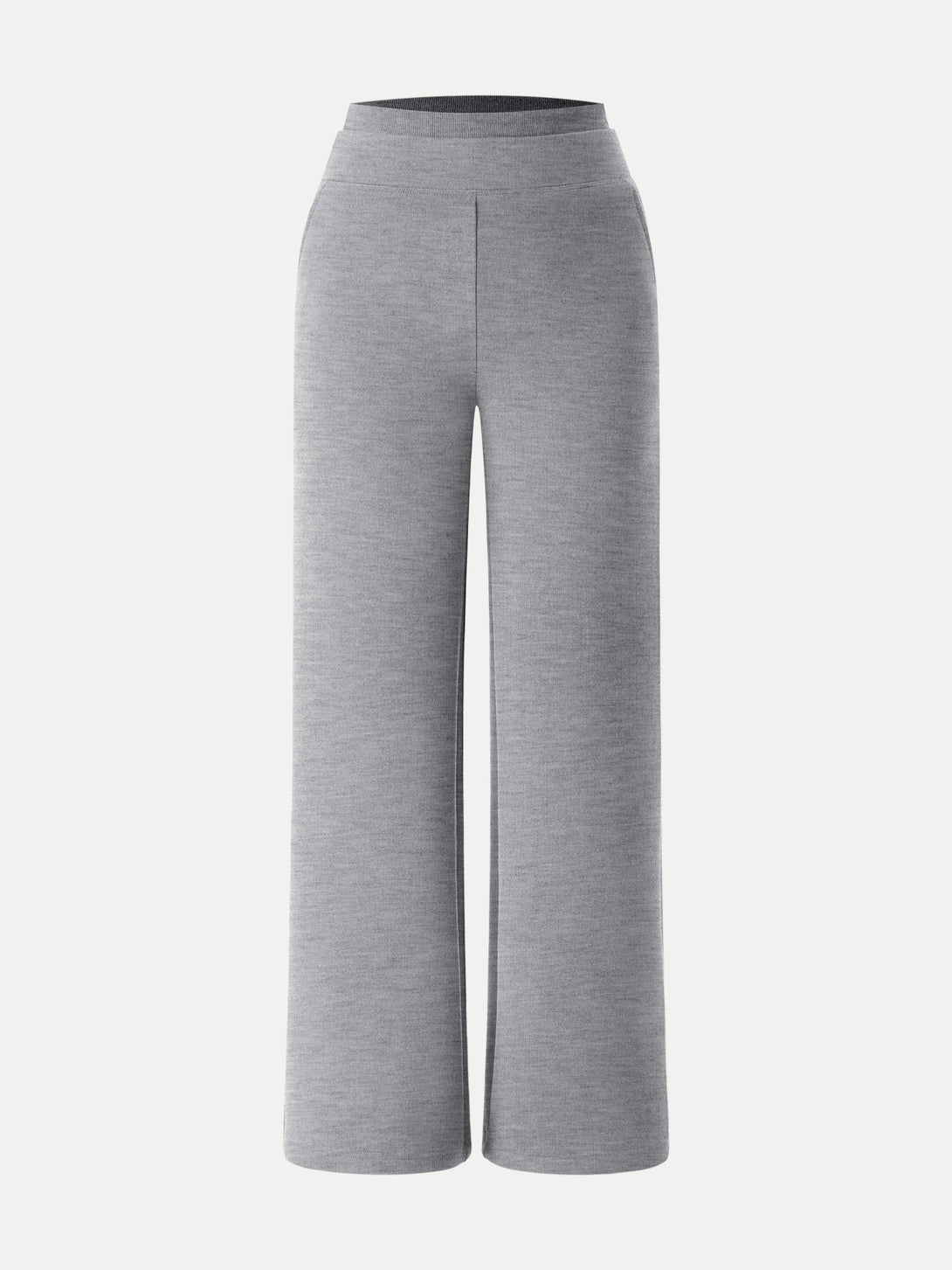Double Waistband Straight Leg Pants with Pockets Regular Heather Grey