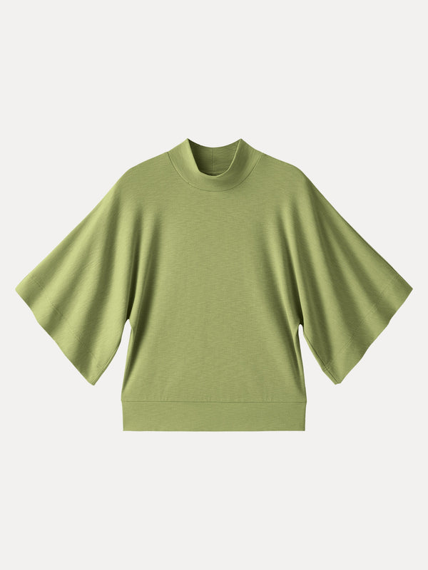 Plantive Mockneck Batwing Short Sleeve Top