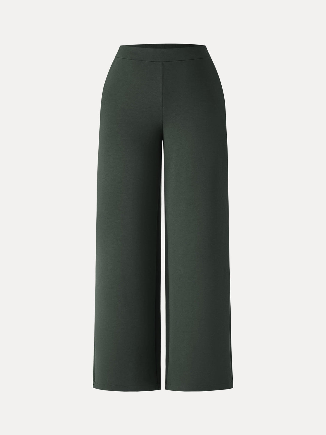 Brushed Stretch High Rise Slim Straight Pull-on Pants with Pockets Petite Seaweed
