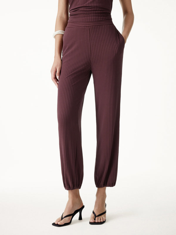 OGLmove Wrinkle-Free Ultra-soft Mid-Rise Cropped Lounge Pants with Pockets Ruby Berry XS