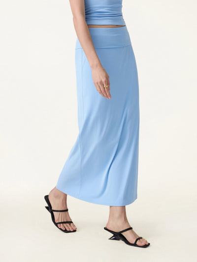 SkinKiss Cooling Fold-Down Waistband Midi Column Skirt