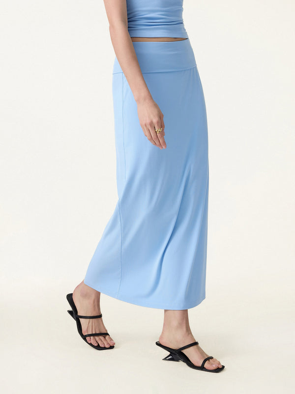 SkinKiss Cooling Fold-Down Waistband Midi Column Skirt