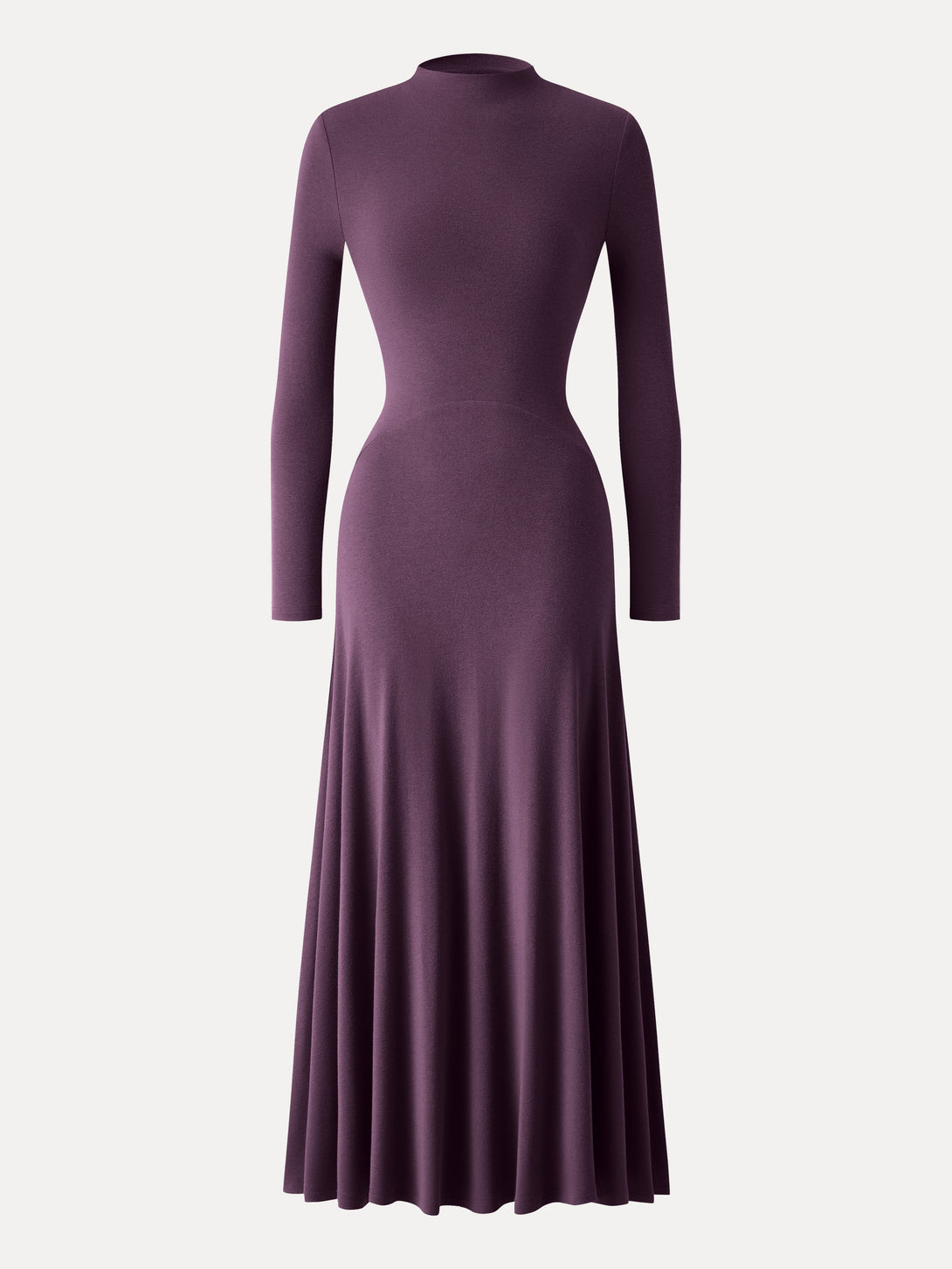 Light Warm Essential Mockneck Maxi Dress Deep Fig XS
