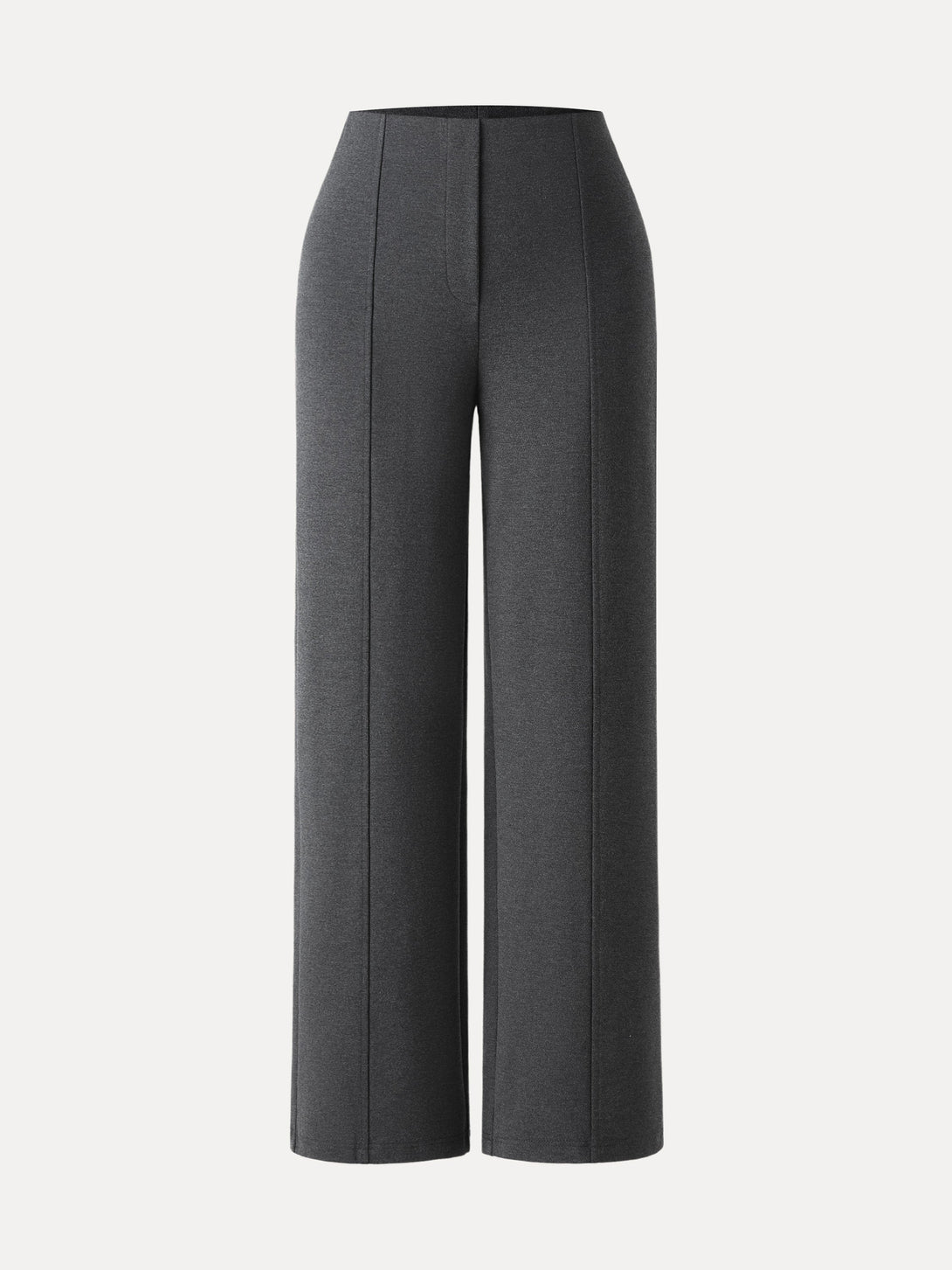 Stretch Ponte High Rise Straight Leg Pants with Pockets Petite Heather Black