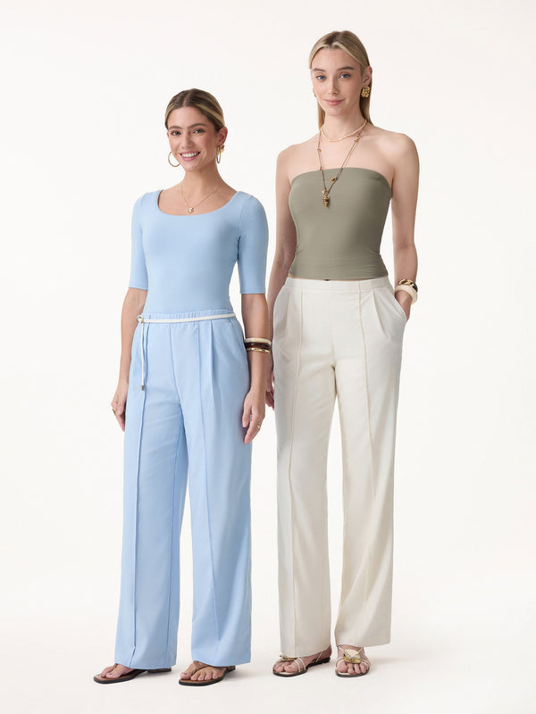 OGLmove Lyocell-Linen Pintuck Wide Leg Vacay Pants