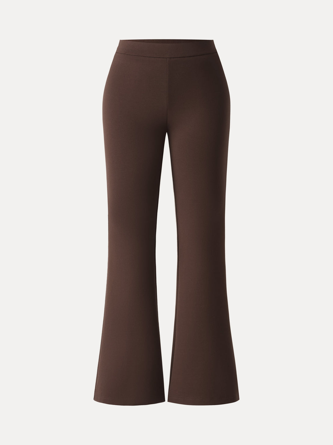 Slimming Ponte High Rise Pull-on Flared Pants Petite Hickory Brown