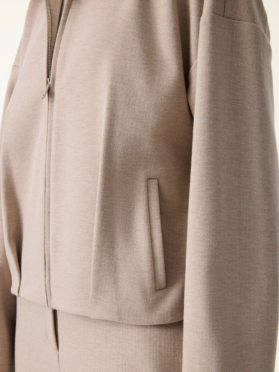 Herringbone Textured Full Zip Jacket