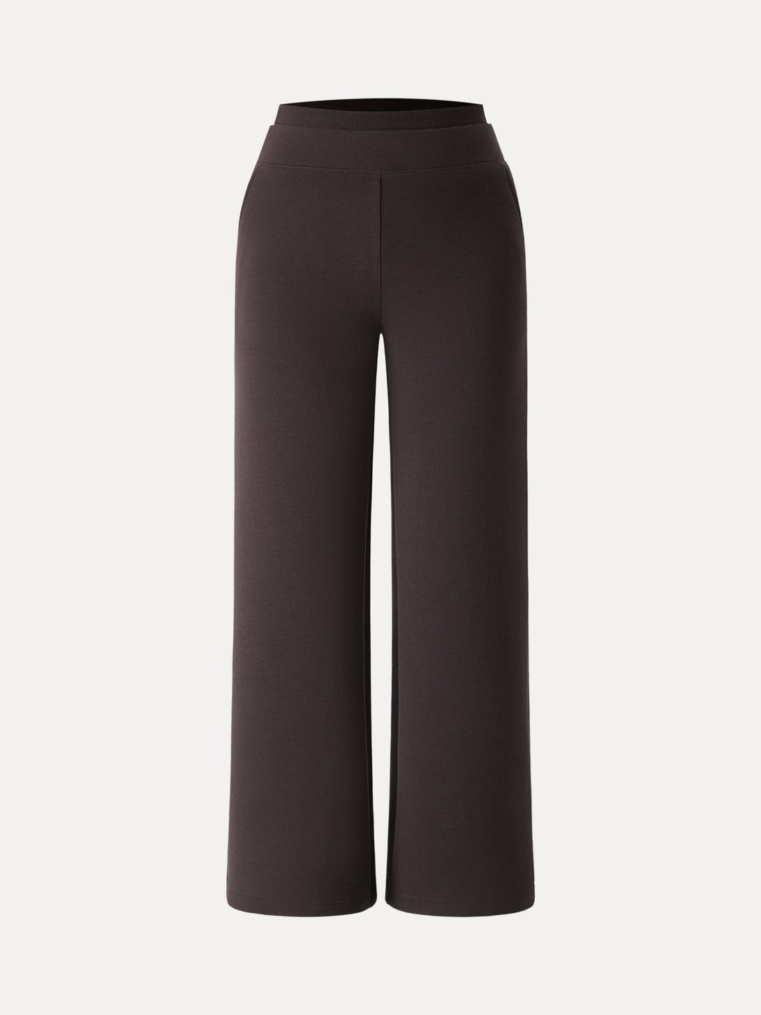 Double Waistband Straight Leg Pants with Pockets Petite Espresso