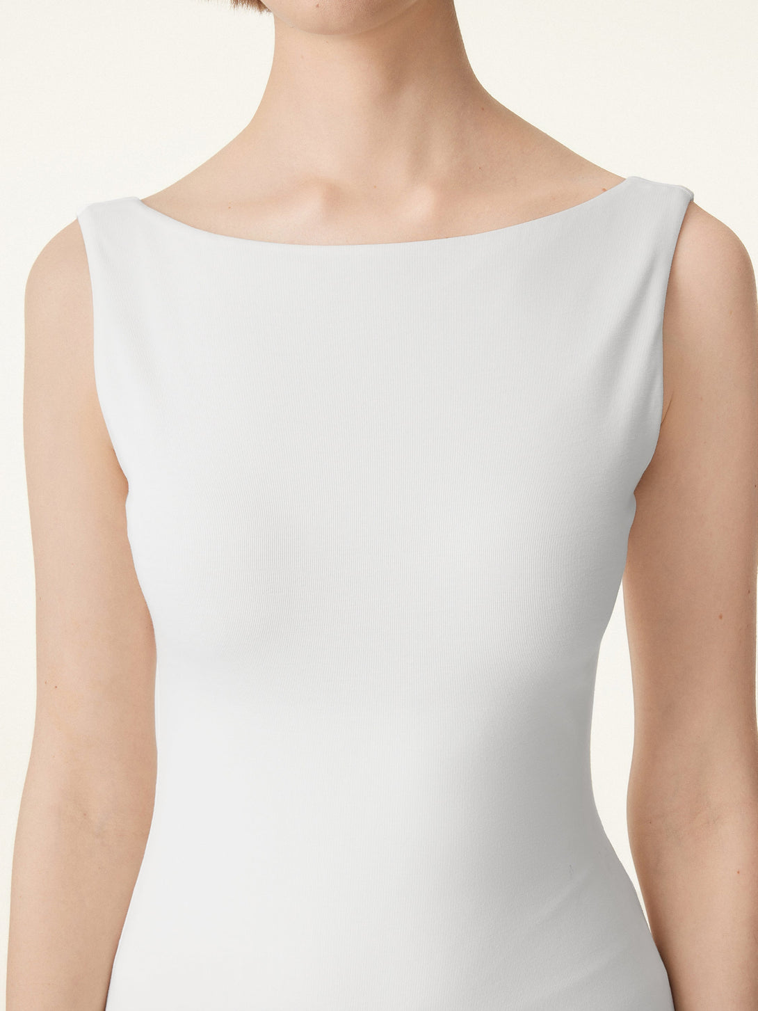 Classy Boatneck Open Back Bandless Midi Brami Dress