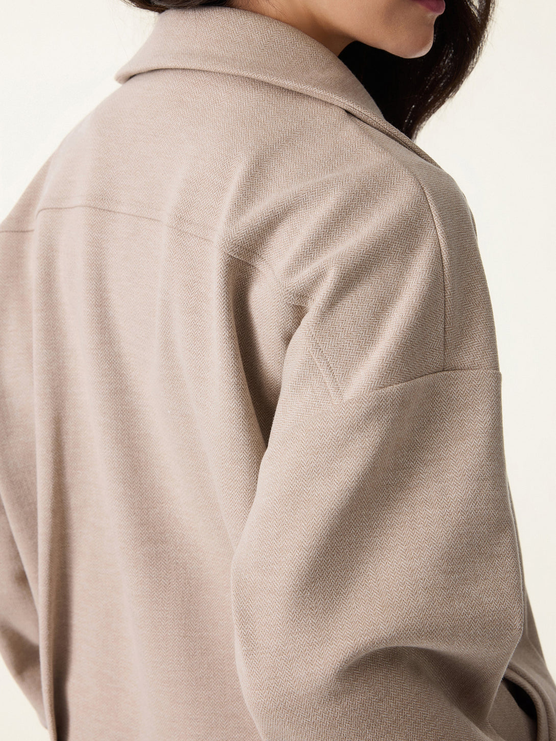 Herringbone Textured Full Zip Jacket