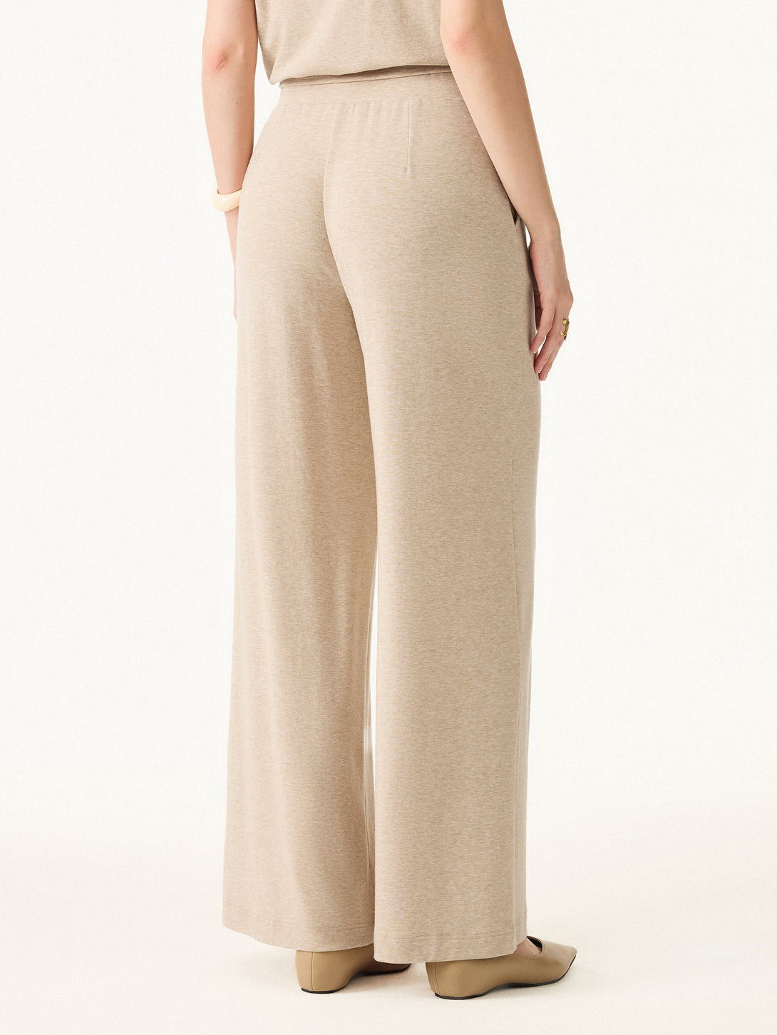 Lyocell Wool Mid Rise Wide Leg Pull-on Pants with Pockets