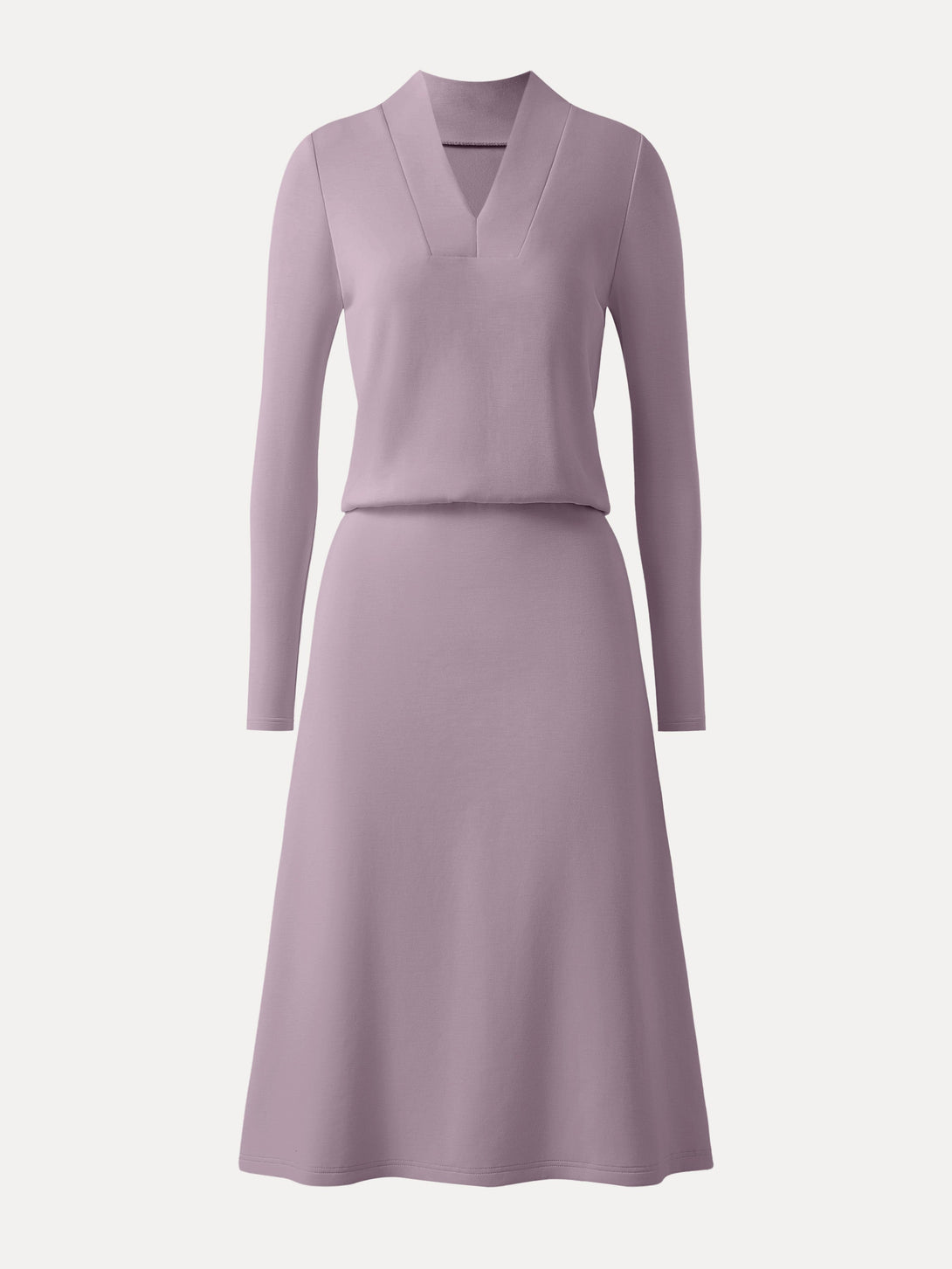 Elevated V-neck Long Sleeve Cinched Midi Dress Millennial Pink XS