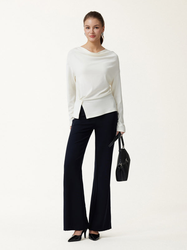 OGLmove LiteWarm Convertible Cowl Neck Long Sleeve Shoulder-Tuck Top