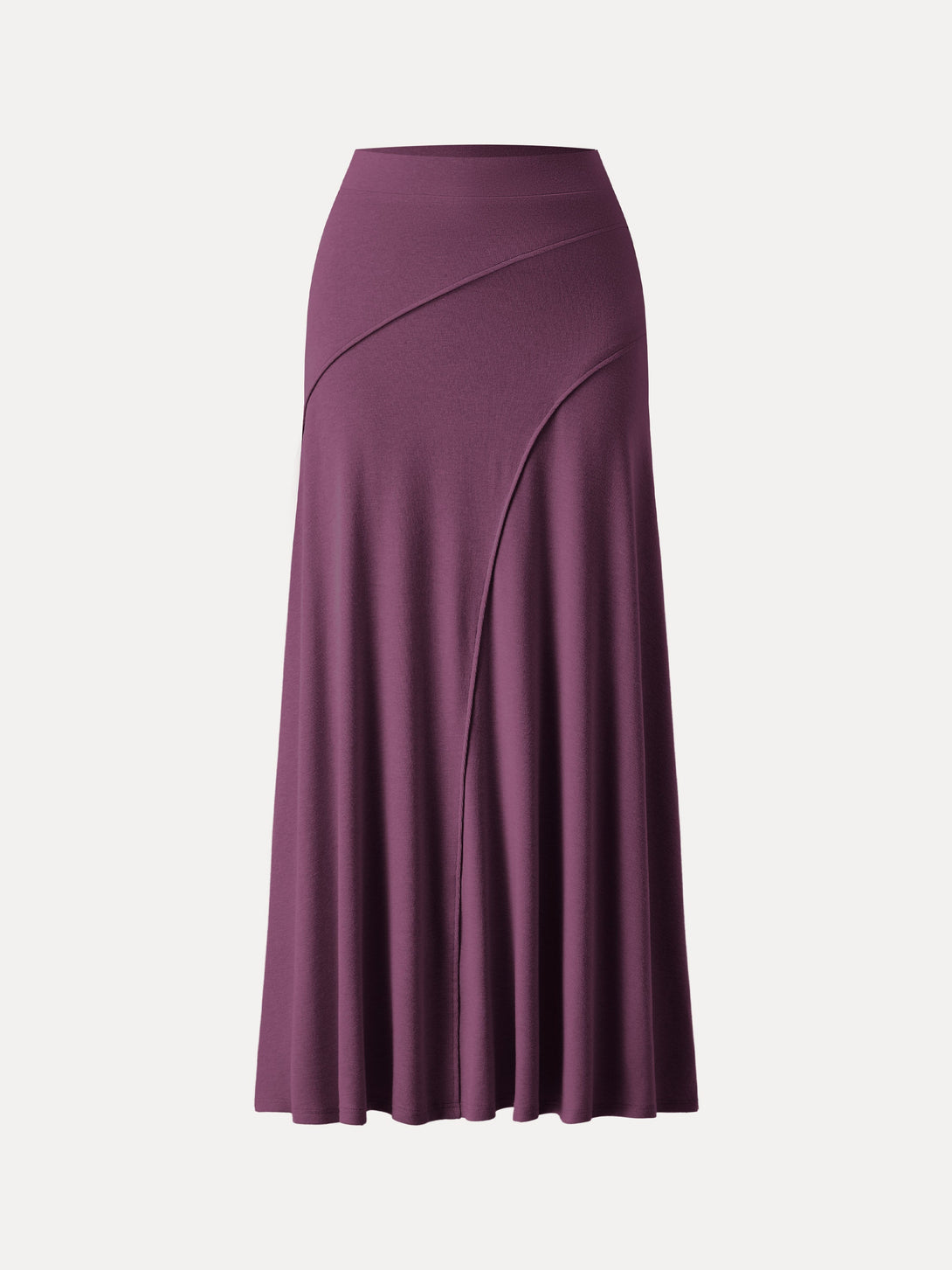 Mid Rise Pull-on Flared Maxi Skirt Plum Berry XS