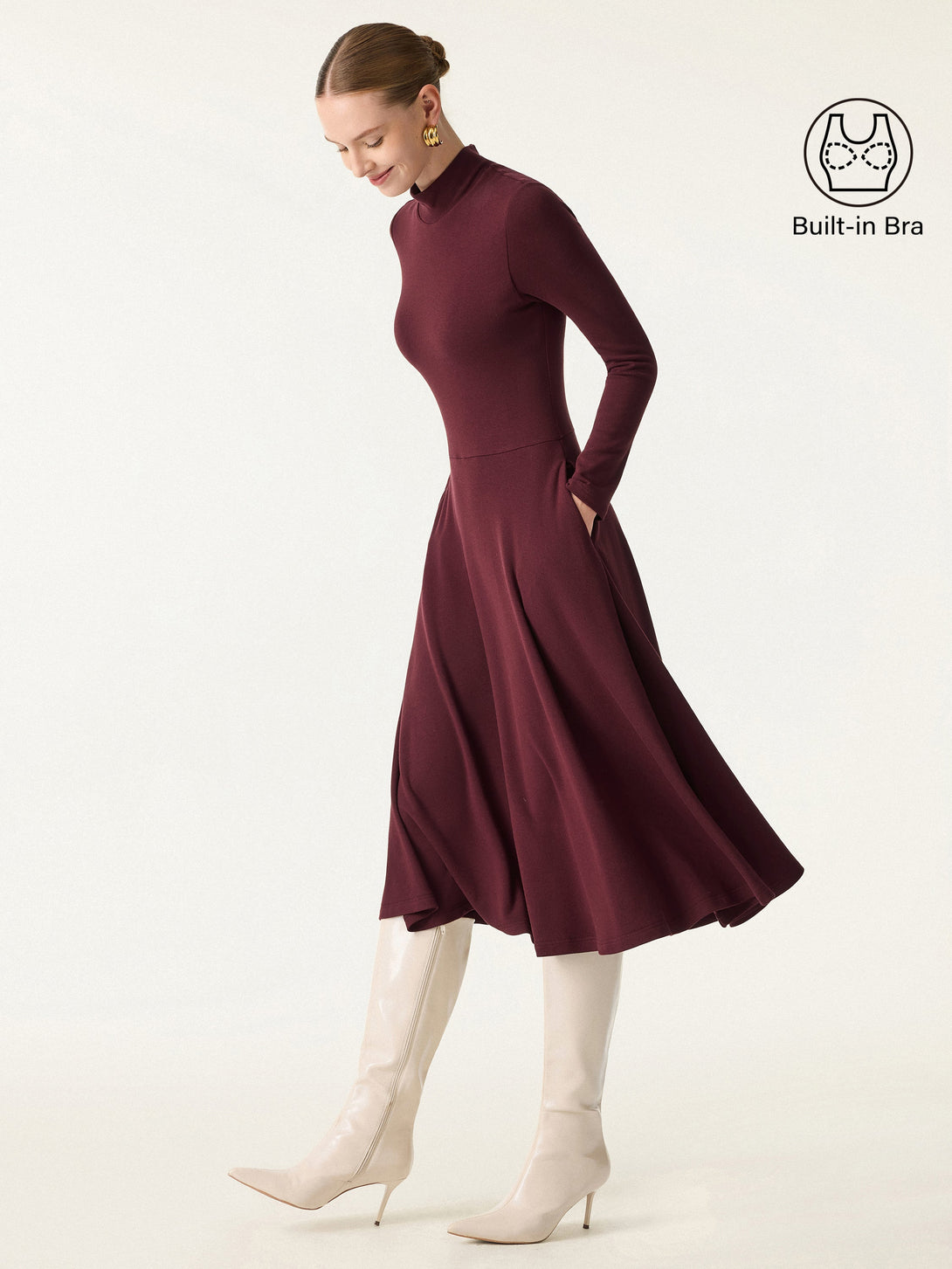 ProWarm Mockneck Midi Brami Dress with Pockets