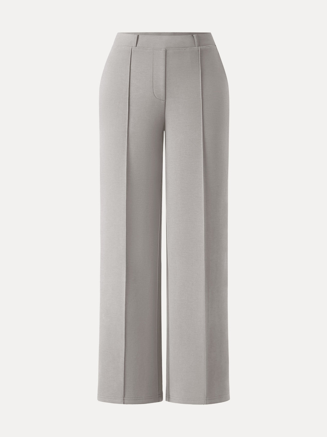Wrinkle-Resistant Mid Rise Straight Leg Pants with Pockets Regular Grey Steel