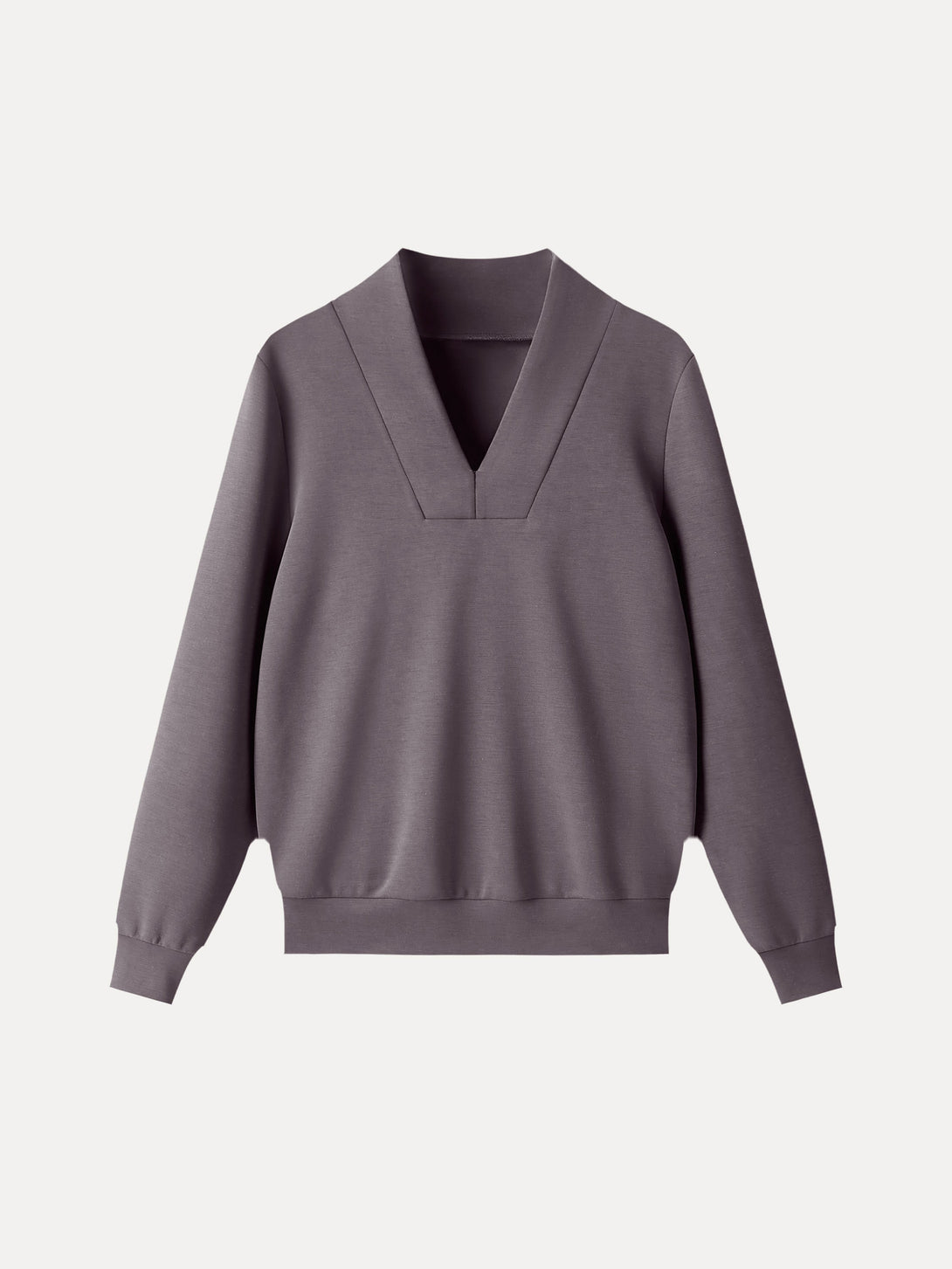 Essential V-Neck Long Sleeve Pullover Top Taro Tea XS