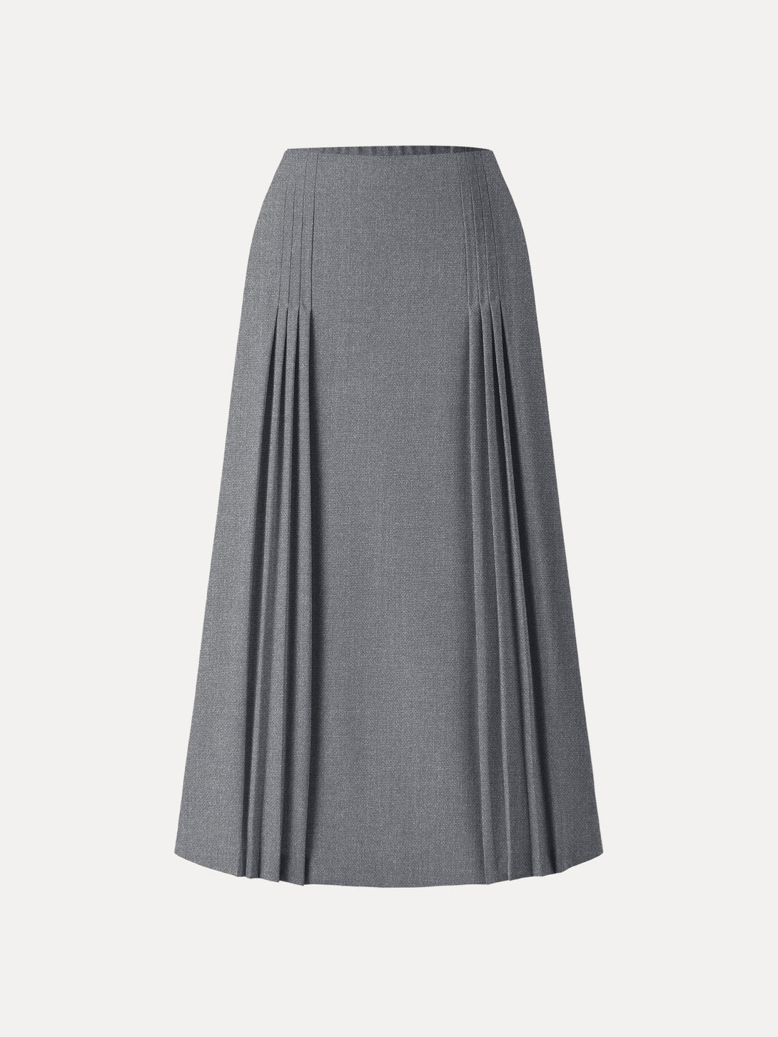 Wrinkle-Resistant A-line Pleated Midi Skirt with Pockets Storm Grey XS