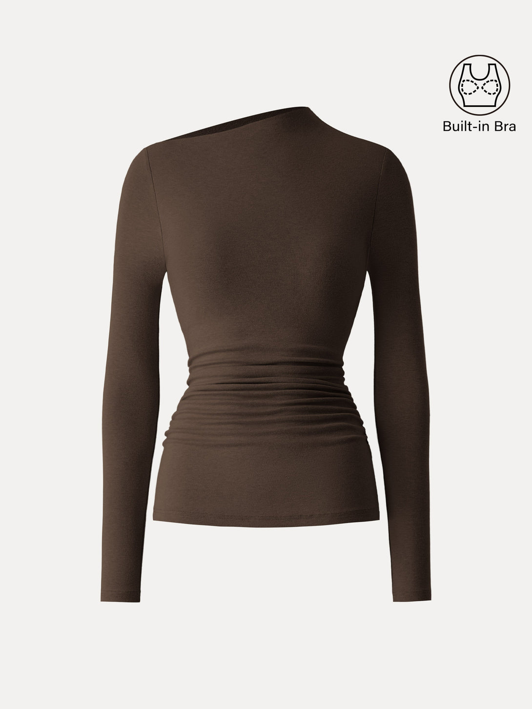 Light Warm Slanted Mockneck Ruched Brami Espresso XS