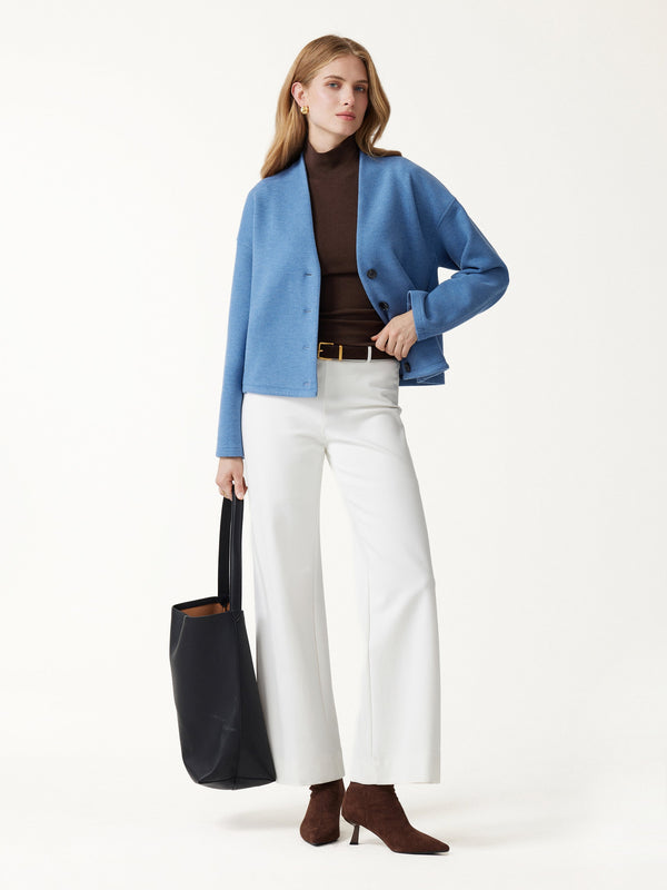 OGLmove FuzzLuxe V-Neck Long Sleeve Button-Down Cardigan with Pockets