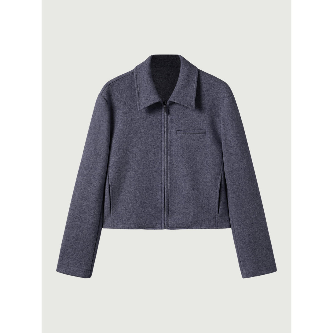 Full-Zip Cropped Jacket Heather Navy S