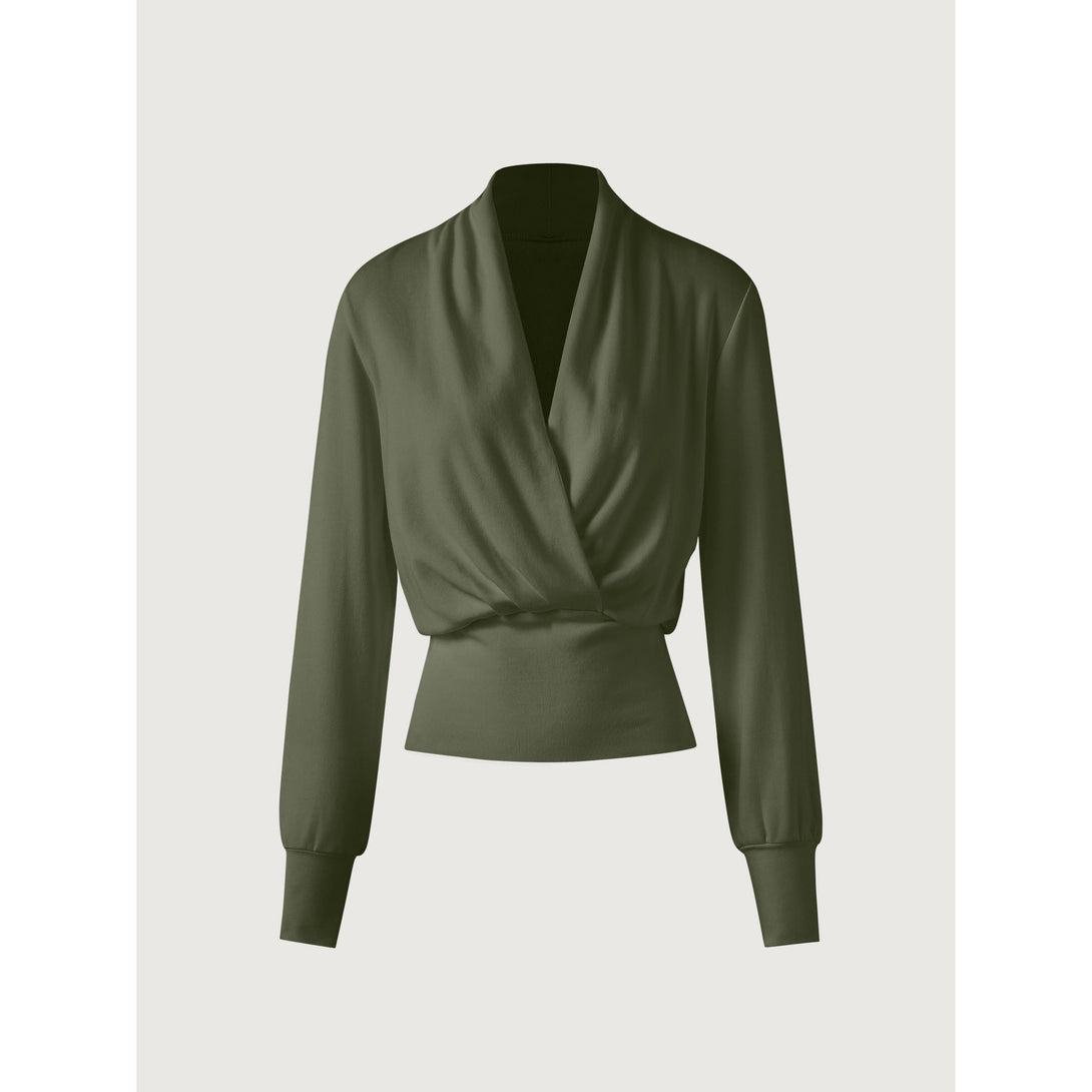 Surplice Tuckable Top Deep Olive XS
