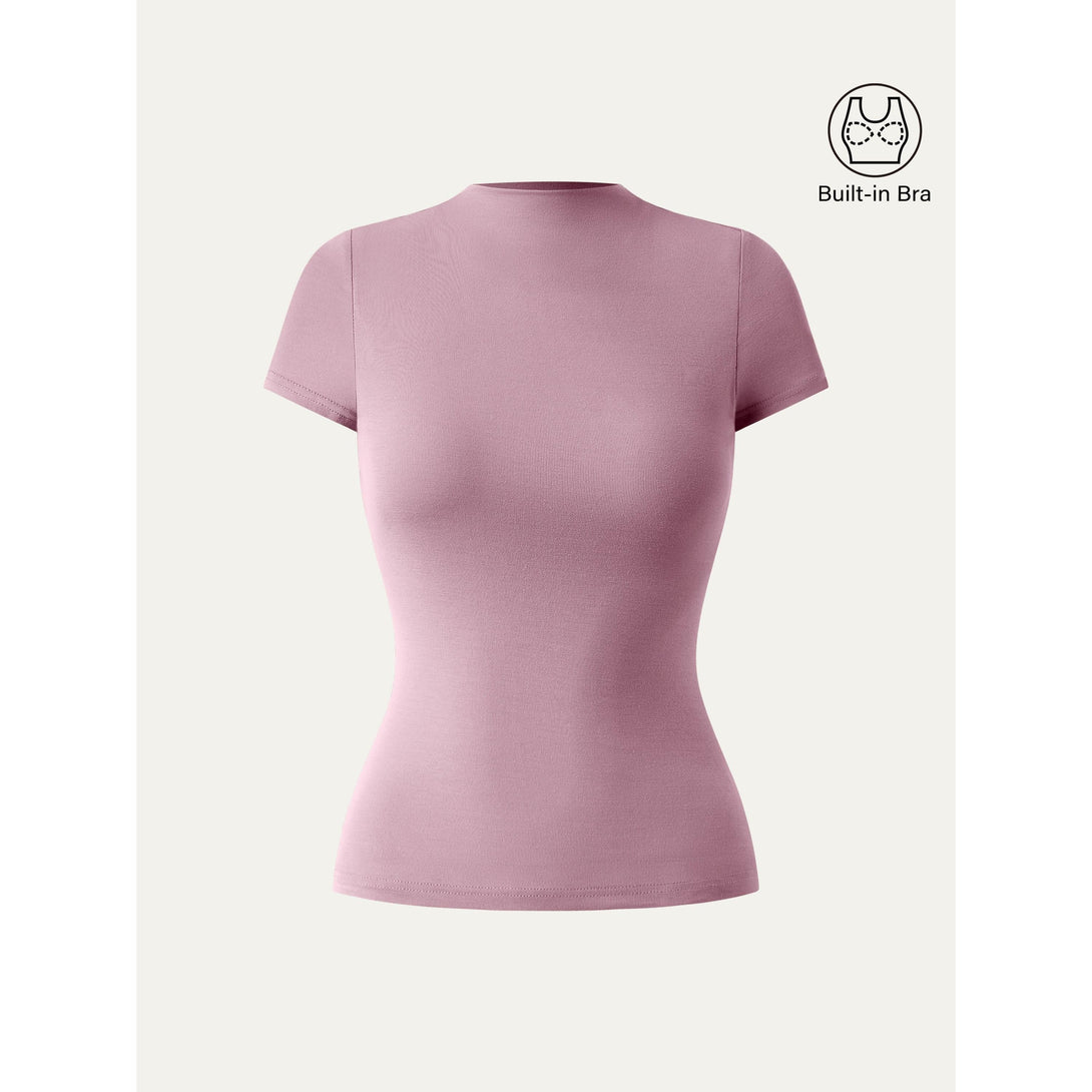 Mockneck Short Sleeve New Airy Brami Rose Mauve XS