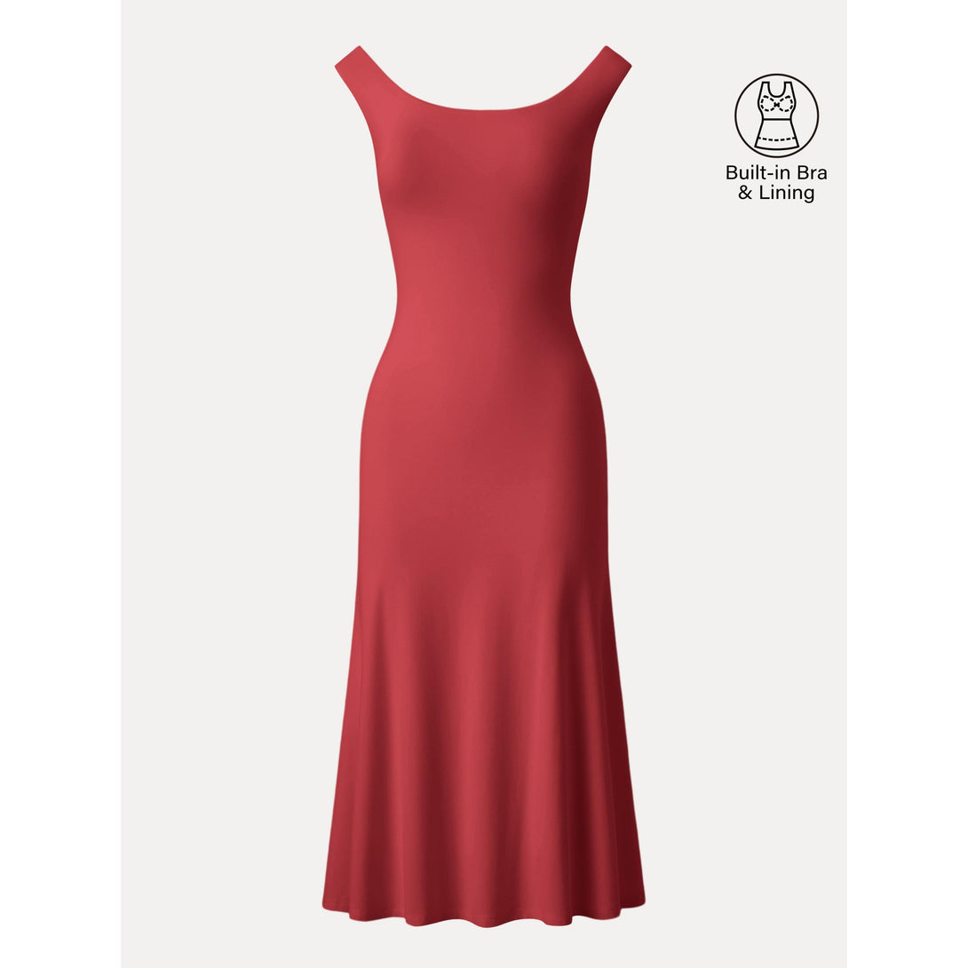 Scoop Neck Midi Low Back Brami Dress