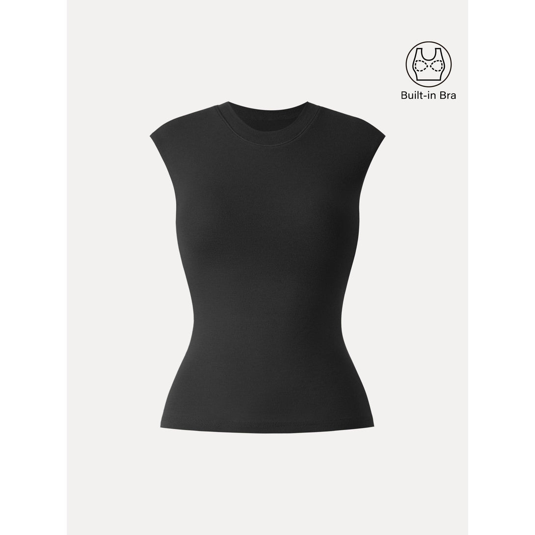 Lyocell Cashmere Crew Neck Wide Shoulder Brami
